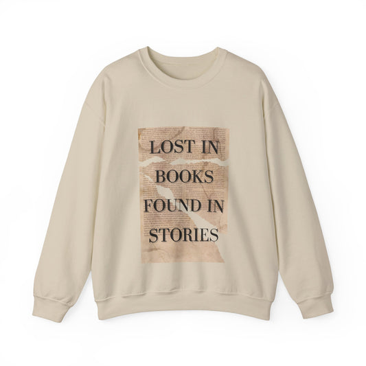 LOST IN BOOKS FOUND IN STORIES SWEATSHIRT